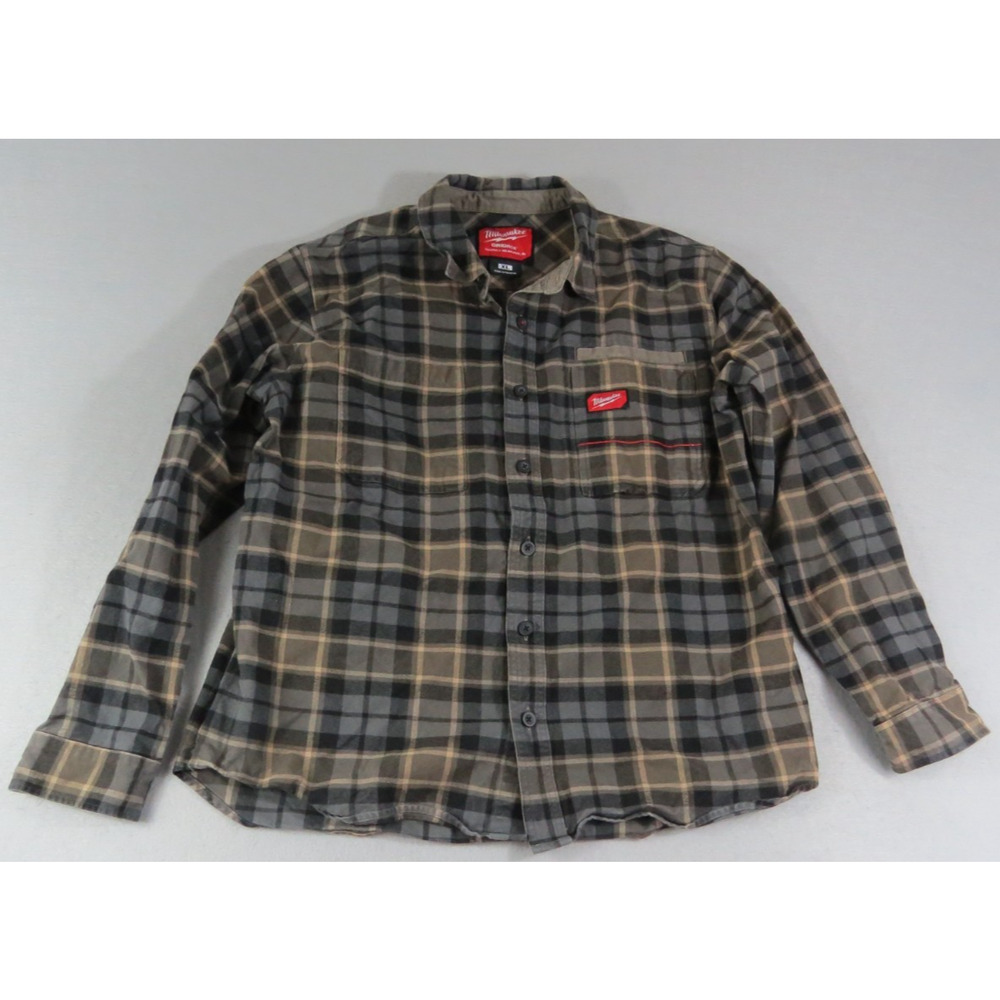 Milwaukee GRIDIRON Men's XL Heavyweight Cotton Plaid Flannel Work Shirt M551G